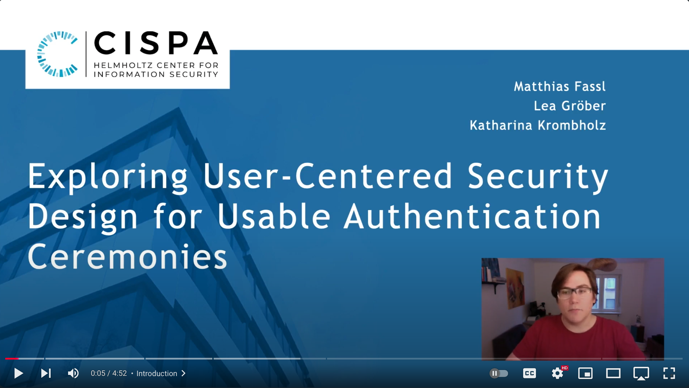 Preview picture for CHI 2021 talk on user-centred security design